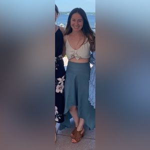 Dark Sage Green High-Low Maci Skirt